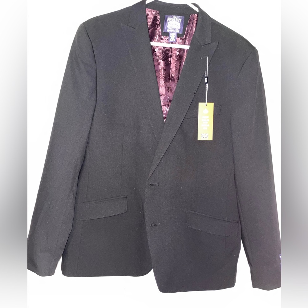 𝅺the Savile Row Size 44R Brixton Black Suit Coat Blazer Jacket - New